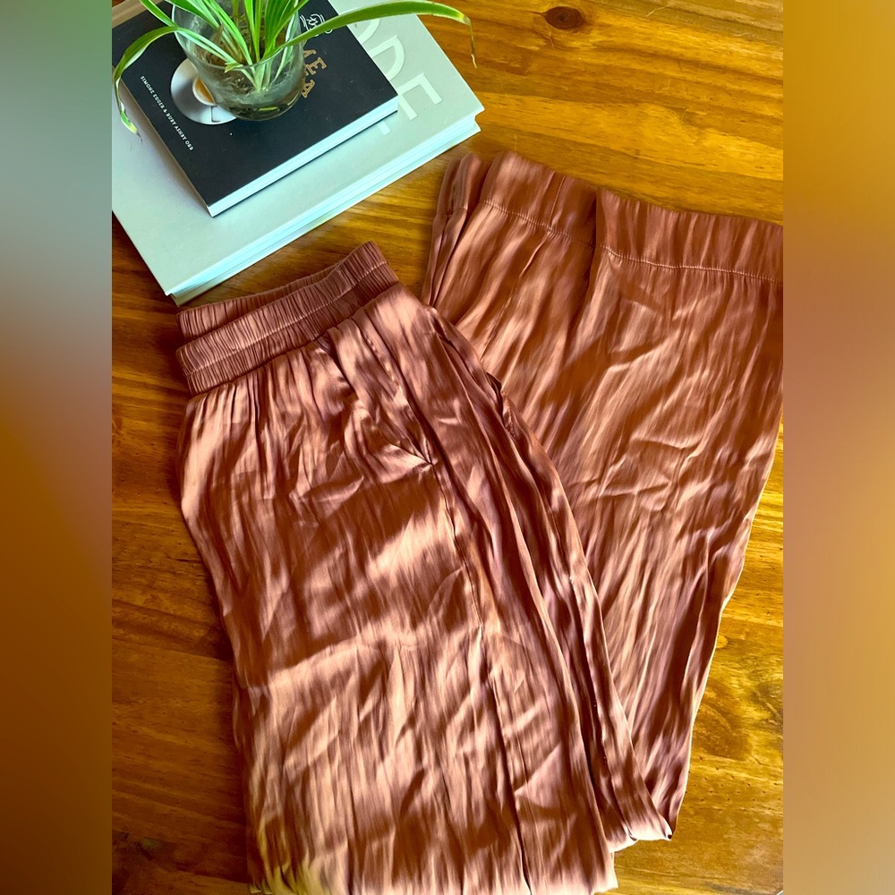 silky copper pants